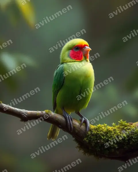 Ilustración en Realista: Agapornis roseicollis (Inseparable de Namibia​)