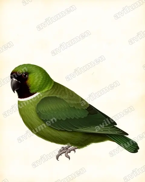 黑領情侶鸚鵡（Agapornis swindernianus）的古典图版插画