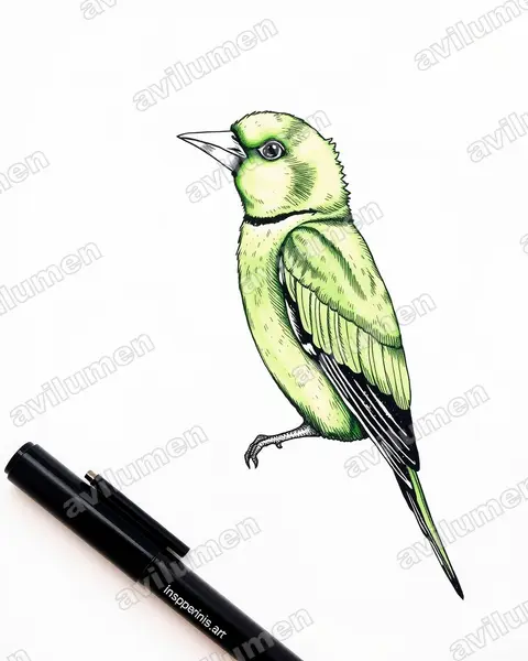 黑領情侶鸚鵡（Agapornis swindernianus）的钢笔墨线插画