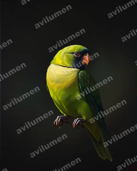 黑領情侶鸚鵡（Agapornis swindernianus）的油画插画