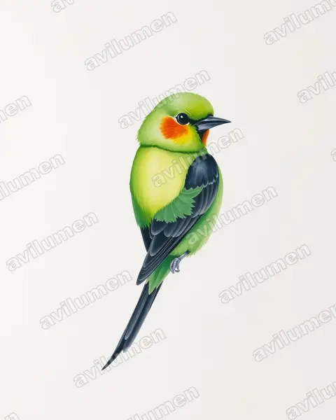 Illustration im Stil Aquarell: Tarantapapagei (Agapornis taranta)