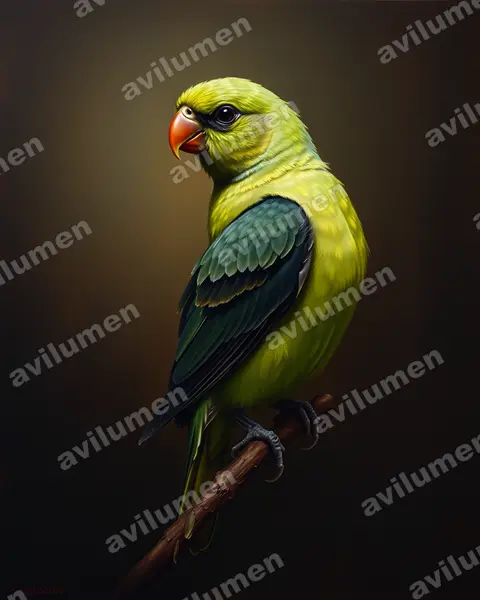 Illustration im Stil Öl: Tarantapapagei (Agapornis taranta)