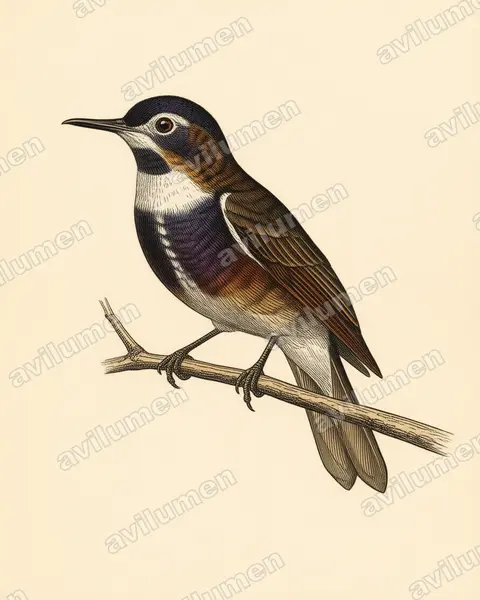 Ilustración en Lámina antigua: Aglaeactis aliciae (Rayo-de-sol de dorso púrpura)