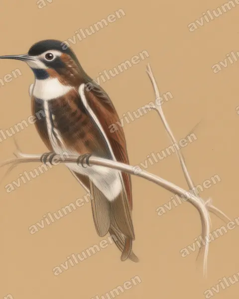 Ilustración en Lápiz de color: Aglaeactis aliciae (Rayo-de-sol de dorso púrpura)