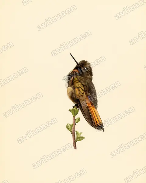 Illustration im Stil Historische Tafel: Tropfenbrustkolibri (Aglaeactis castelnaudii)