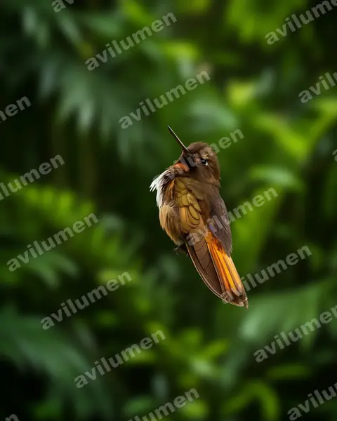 Illustration im Stil Realistisch: Tropfenbrustkolibri (Aglaeactis castelnaudii)