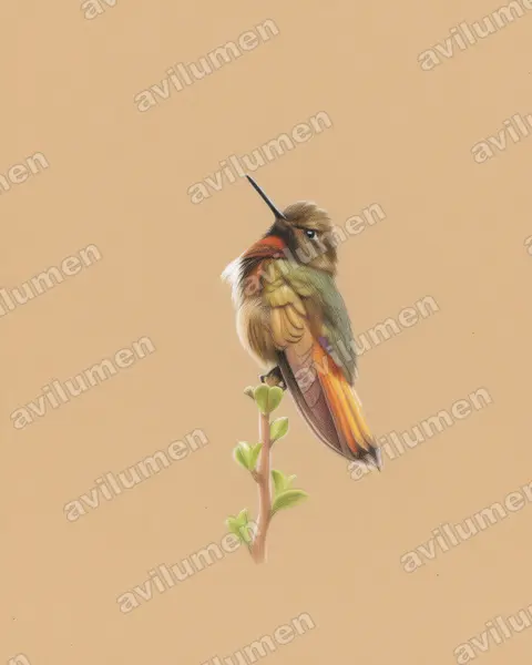 Illustration im Stil Buntstift: Tropfenbrustkolibri (Aglaeactis castelnaudii)