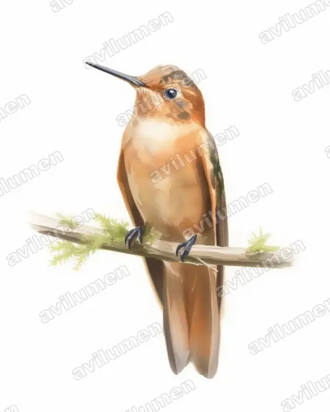 Watercolor illustration: Aglaeactis cupripennis (Shining sunbeam)