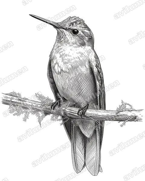 Ink illustration: Aglaeactis cupripennis (Shining sunbeam)