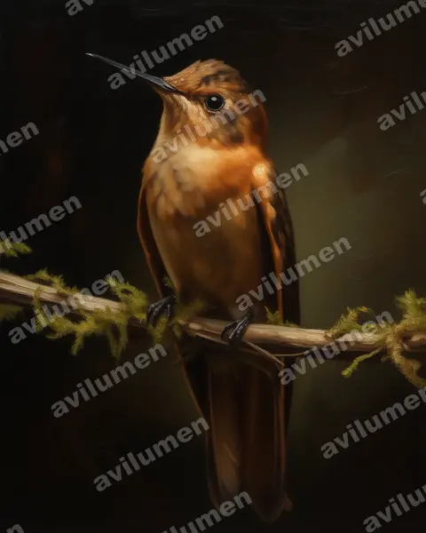 Oil illustration: Aglaeactis cupripennis (Shining sunbeam)