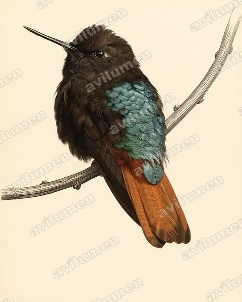 Illustration Planche ancienne : Aglaeactis pamela (Colibri paméla)