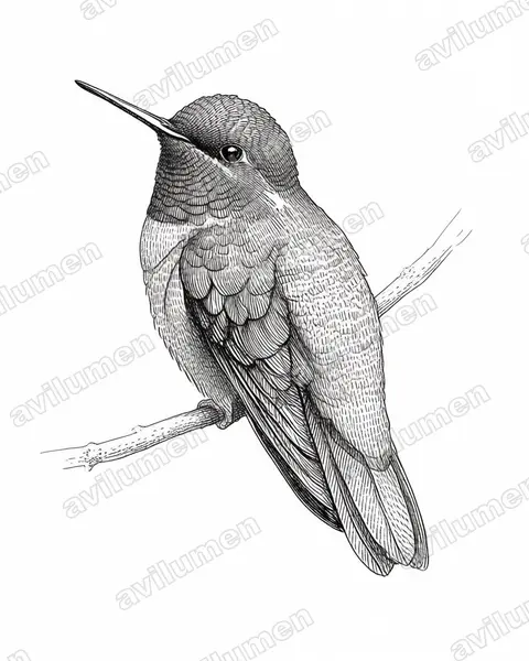 Illustration Encre : Aglaeactis pamela (Colibri paméla)
