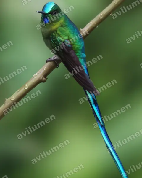 Ilustración en Realista: Aglaiocercus kingii (Aglaiocercus kingi)