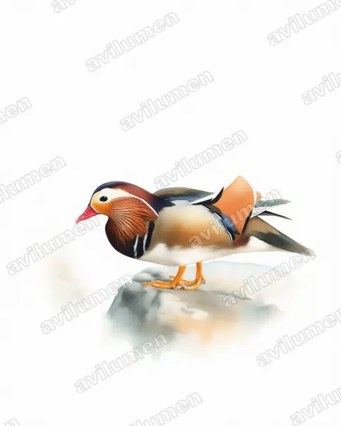 Illustration im Stil Aquarell: Mandarinente (Aix galericulata)