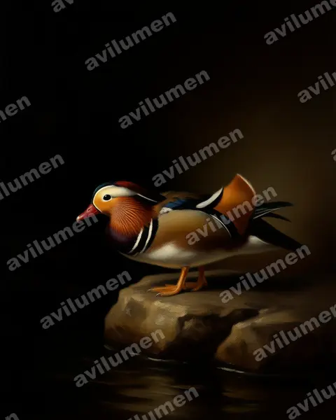 Illustration im Stil Öl: Mandarinente (Aix galericulata)