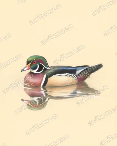 Colored pencil illustration: Aix sponsa (Wood duck)