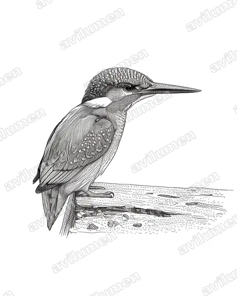 Illustration im Stil Tusche: Eisvogel (Alcedo atthis)