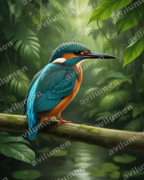 Illustration im Stil Realistisch: Eisvogel (Alcedo atthis)