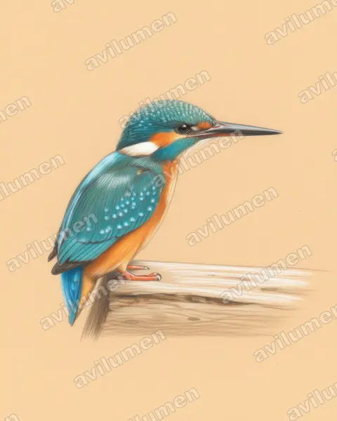 Illustration im Stil Buntstift: Eisvogel (Alcedo atthis)
