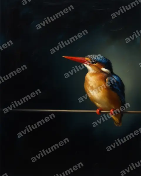 Oil illustration: Alcedo cristata (Malachite kingfisher)