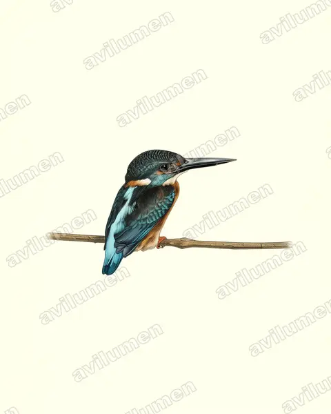 Vintage plate illustration: Alcedo euryzona (Blue-banded Kingfisher)