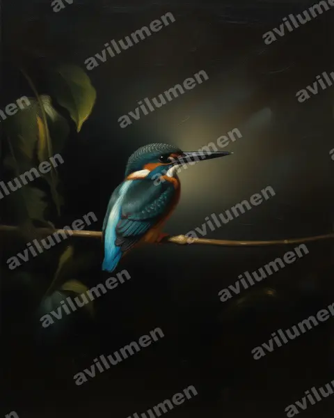 Oil illustration: Alcedo euryzona (Blue-banded Kingfisher)