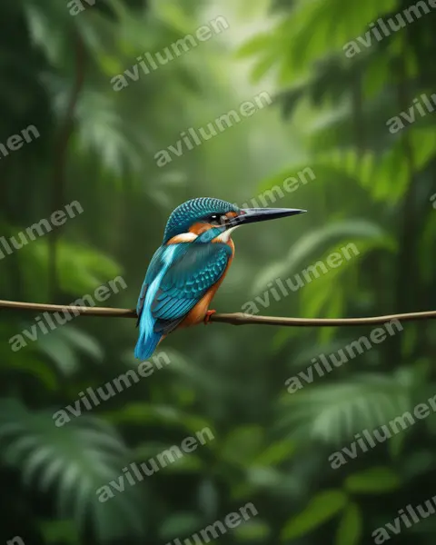 Realistic illustration: Alcedo euryzona (Blue-banded Kingfisher)