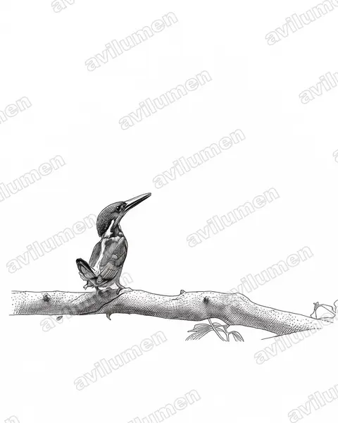 Illustration Encre : Alcedo hercules (Martin-pêcheur de Blyth)