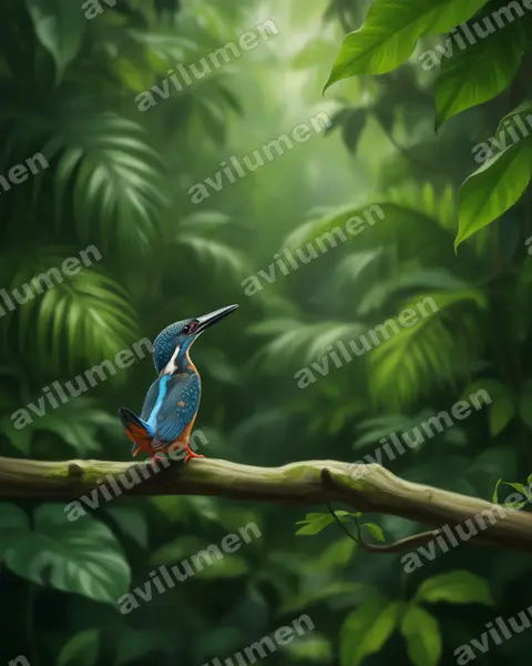 Illustration Réaliste : Alcedo hercules (Martin-pêcheur de Blyth)