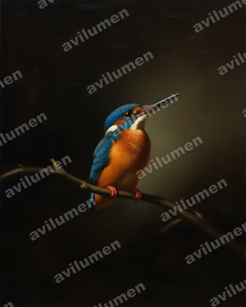 Oil illustration: Alcedo meninting (Blue-eared kingfisher)