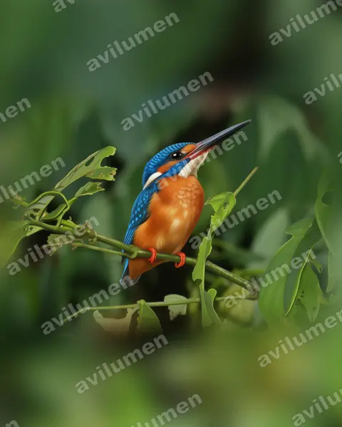 Realistic illustration: Alcedo meninting (Blue-eared kingfisher)