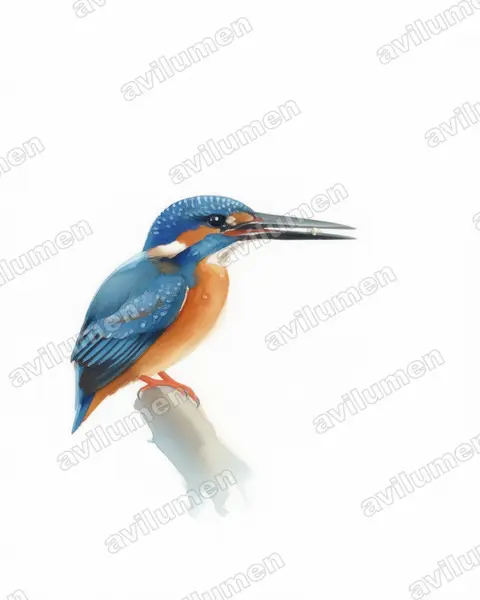 Illustration Aquarelle : Alcedo quadribrachys (Martin-pêcheur azuré)