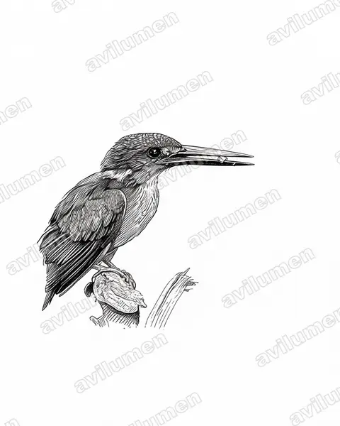 Illustration Encre : Alcedo quadribrachys (Martin-pêcheur azuré)