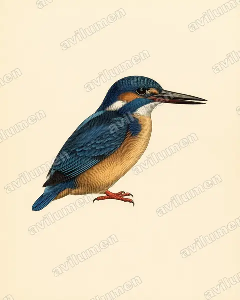 Illustration Planche ancienne : Alcedo semitorquata (Martin-pêcheur à demi-collier)