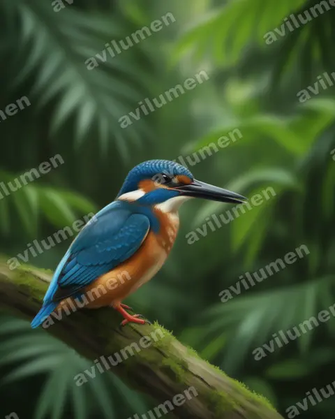 Illustration Réaliste : Alcedo semitorquata (Martin-pêcheur à demi-collier)