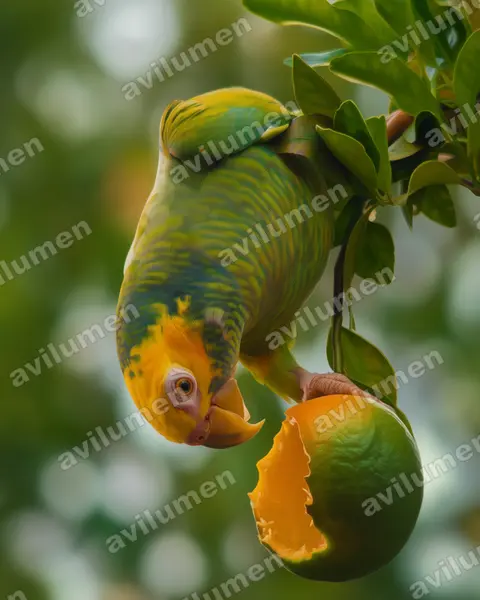 Realistic illustration: Alipiopsitta xanthops (Yellow-faced Parrot)