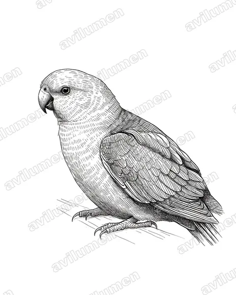 Ink illustration: Alisterus amboinensis (Moluccan King Parrot)