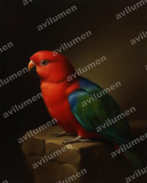Oil illustration: Alisterus amboinensis (Moluccan King Parrot)