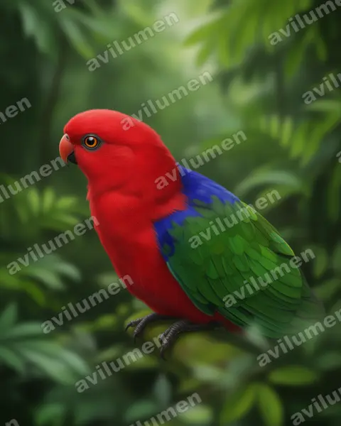 Realistic illustration: Alisterus amboinensis (Moluccan King Parrot)