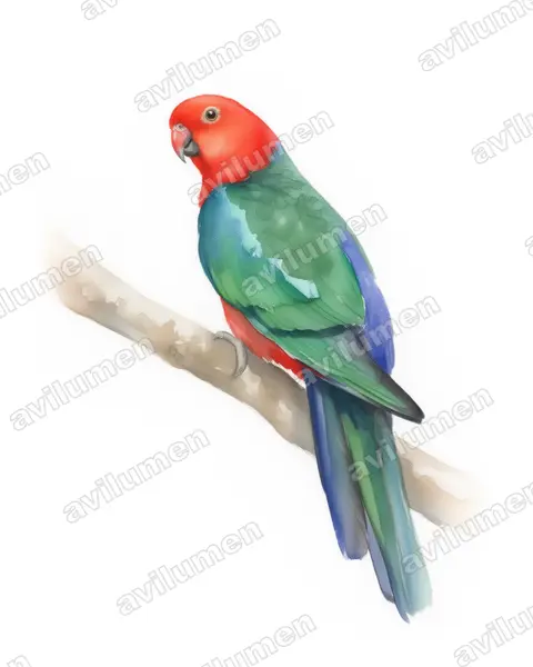 Watercolor illustration: Alisterus scapularis (Australian King Parrot)