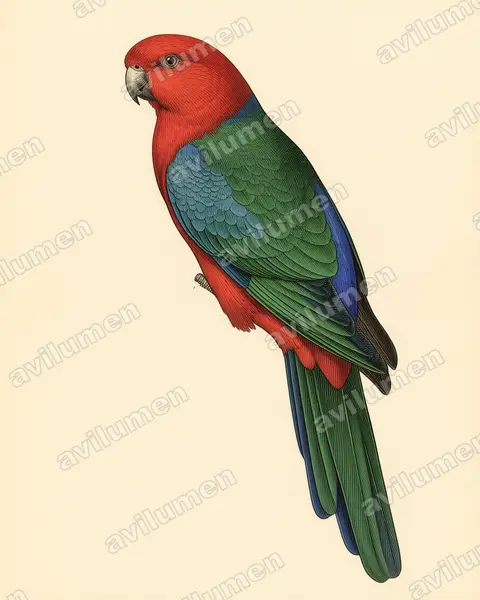 Vintage plate illustration: Alisterus scapularis (Australian King Parrot)