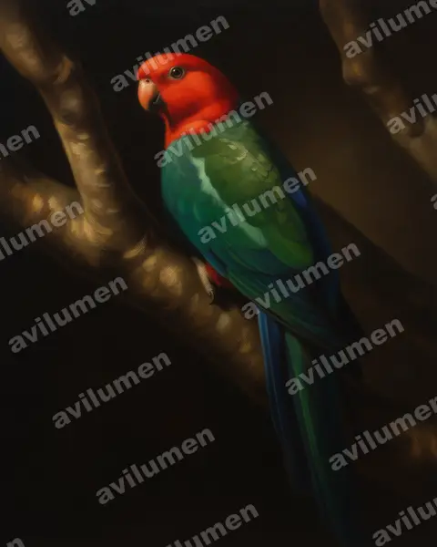 Oil illustration: Alisterus scapularis (Australian King Parrot)