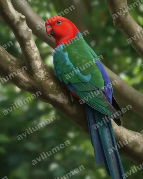 Realistic illustration: Alisterus scapularis (Australian King Parrot)
