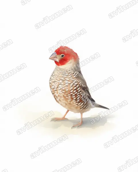 Illustration Aquarelle : Amadina erythrocephala (Amadine à tête rouge)
