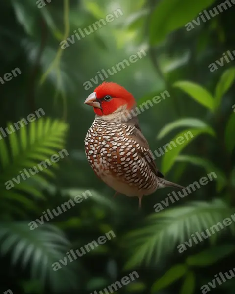 Illustration Réaliste : Amadina erythrocephala (Amadine à tête rouge)