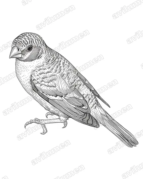 Illustration im Stil Tusche: Bandastrild (Amadina fasciata)