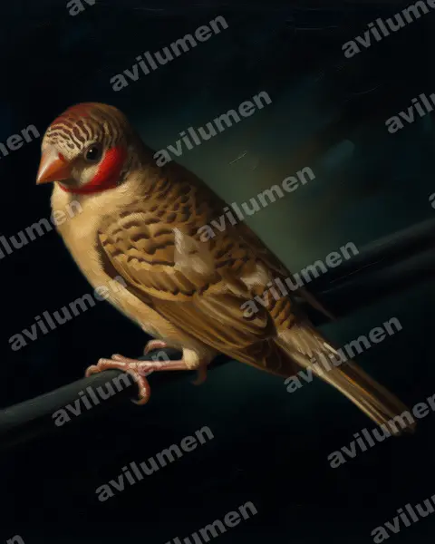 Illustration im Stil Öl: Bandastrild (Amadina fasciata)