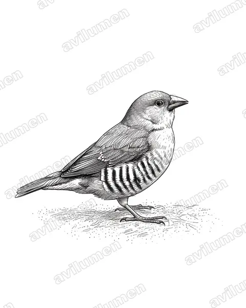 Illustration im Stil Tusche: Olivastrild (Amandava formosa)