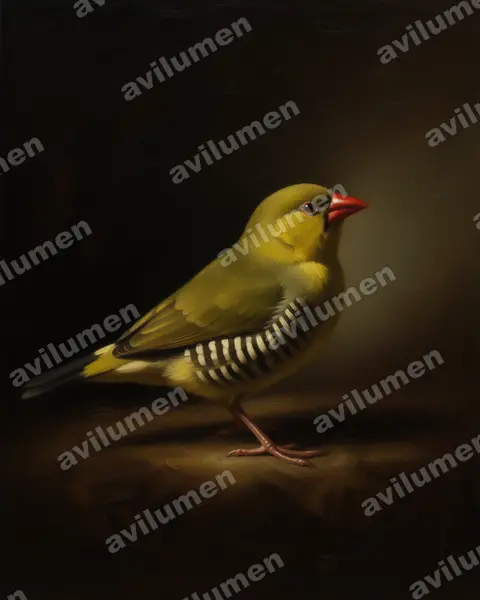Illustration im Stil Öl: Olivastrild (Amandava formosa)