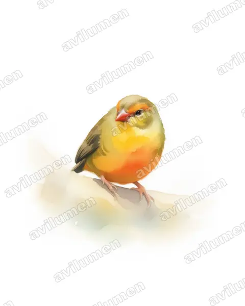 橙腹梅花雀（Amandava subflava）的水彩插画